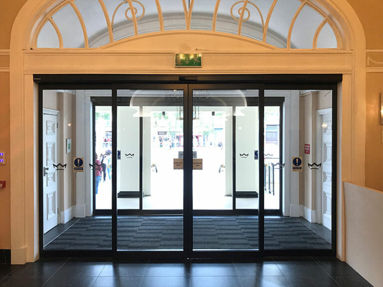 Sliding doors at a hotel entrance