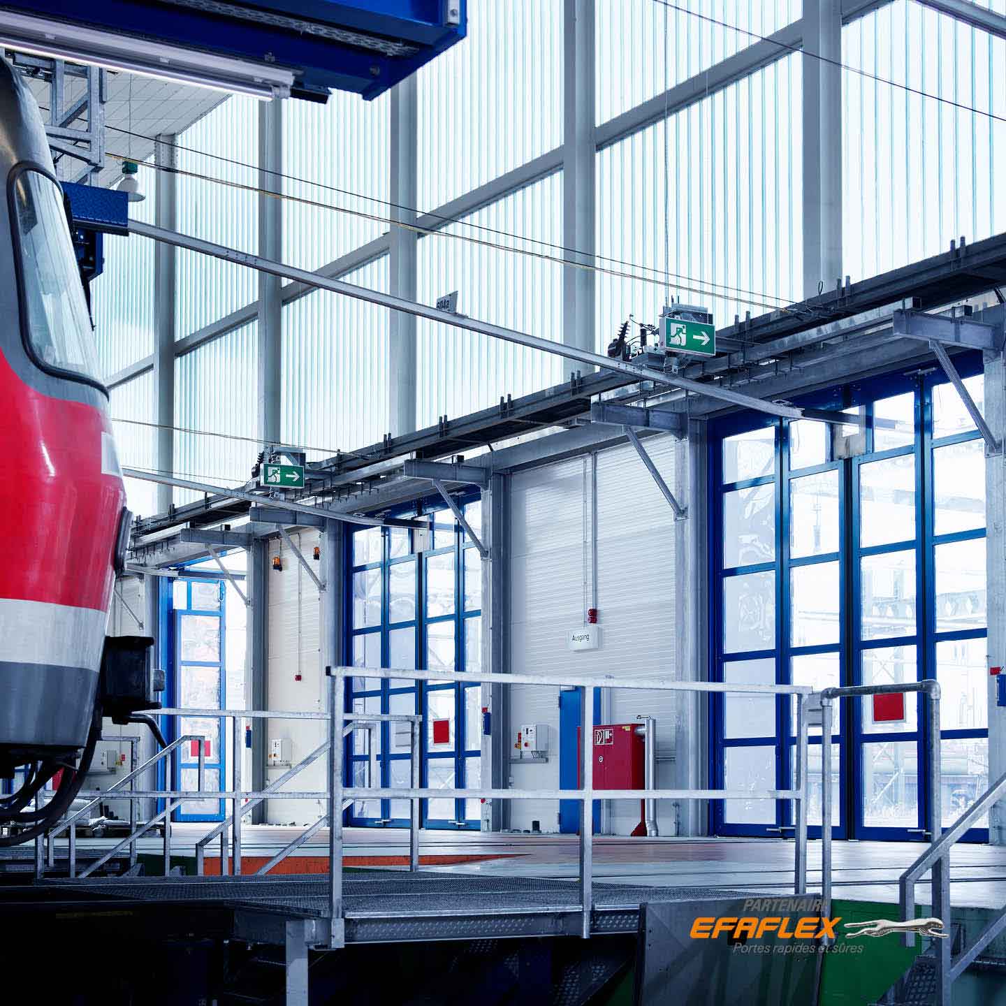 portalp porte pliante accordeon EFAFLEX, caténaires de trains, transport